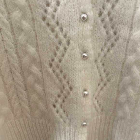 Women's White Cable Knit Sweater - Picture 6 of 6